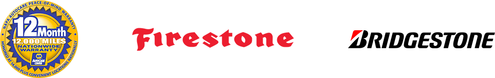 12Month 12,000 Miles Nationwide Warranty Logo, Firestone Logo, Bridgestone Logo